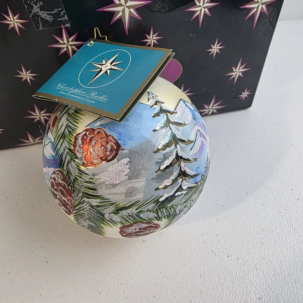 Christopher Radko Large Ball Ornament Very Rare HTF Alaska Box Handpainted New